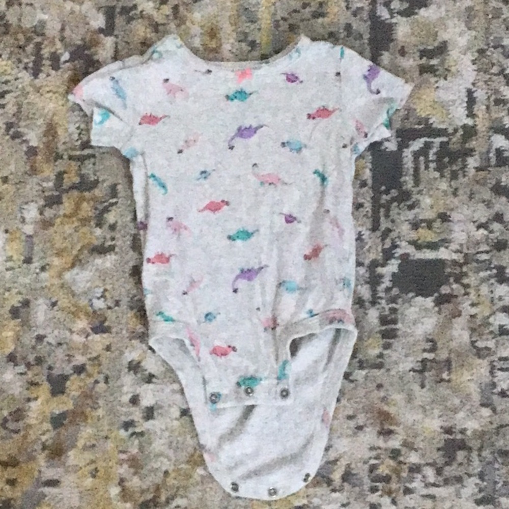 Gray and Pink Bodysuit One Piece with Short Sleeves